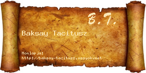 Baksay Tacitusz névjegykártya